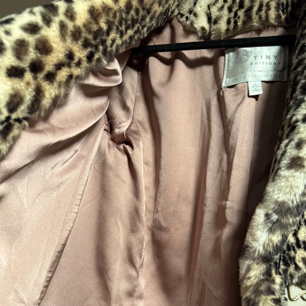Anthropologie Plush Fur Animal Print Coat xs/small - Picture 7 of 13